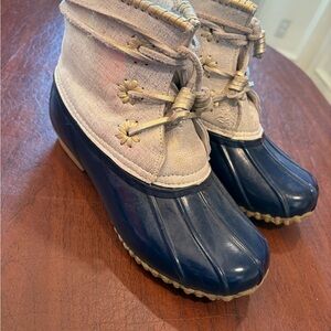 Stylish Blue and Beige Duck Boots